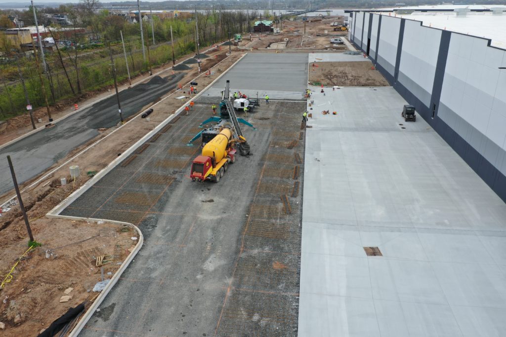 Concrete parking lot with Silvi truck