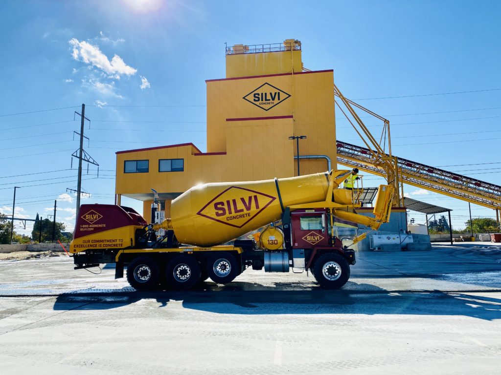 A truck from Silvi Materials' mixer fleet at the ready-mix concrete plant in Philadelphia, PA
