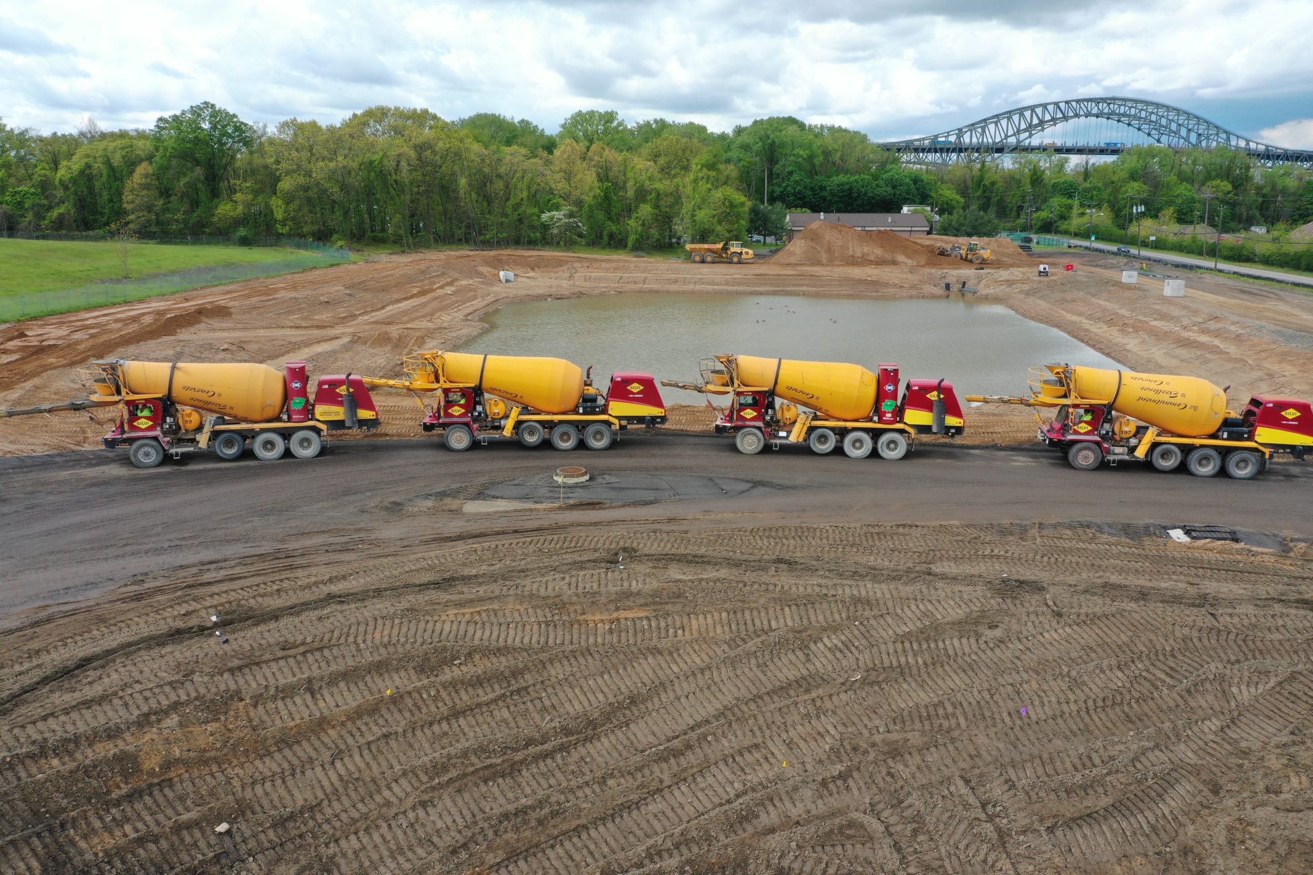 Silvi concrete trucks lined up