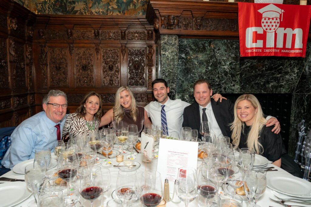 Industry leaders at a table during the 2026 NECIM Scholarship Dinner fundraiser supporting NJIT Concrete Industry Management students.