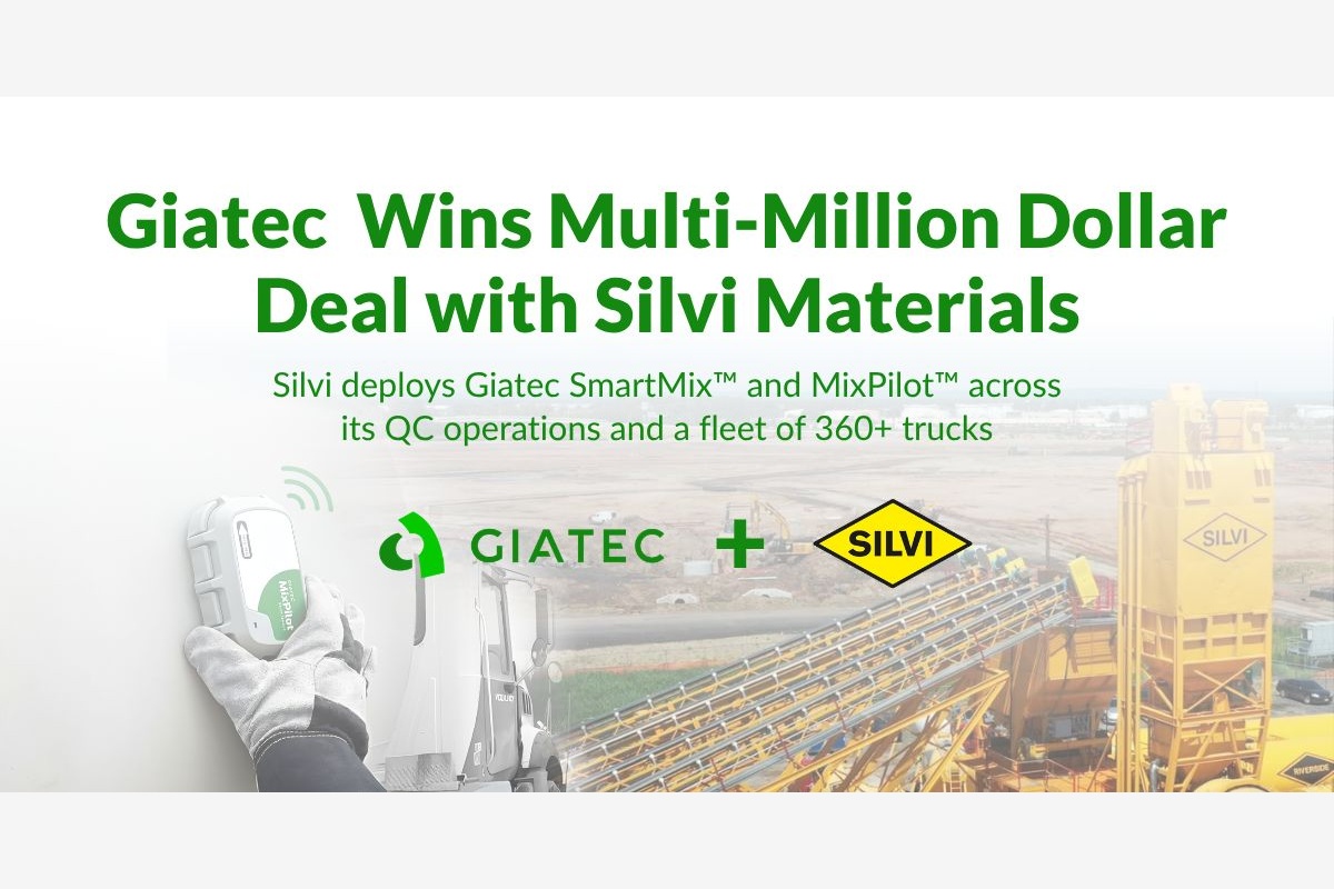 A graphic announcing Giatec's partnership with Silvi Materials.