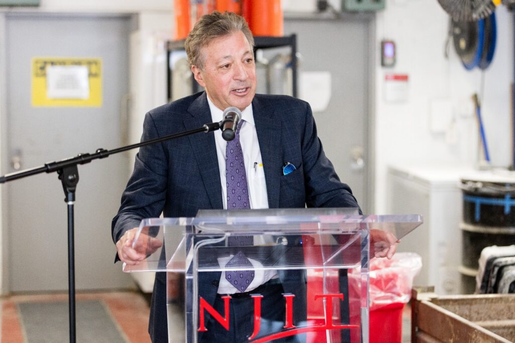 Larry Silvi II, Co-President of Silvi Materials, speaks during the dedication ceremony for The Silvi Materials Concrete Lab at NJIT.