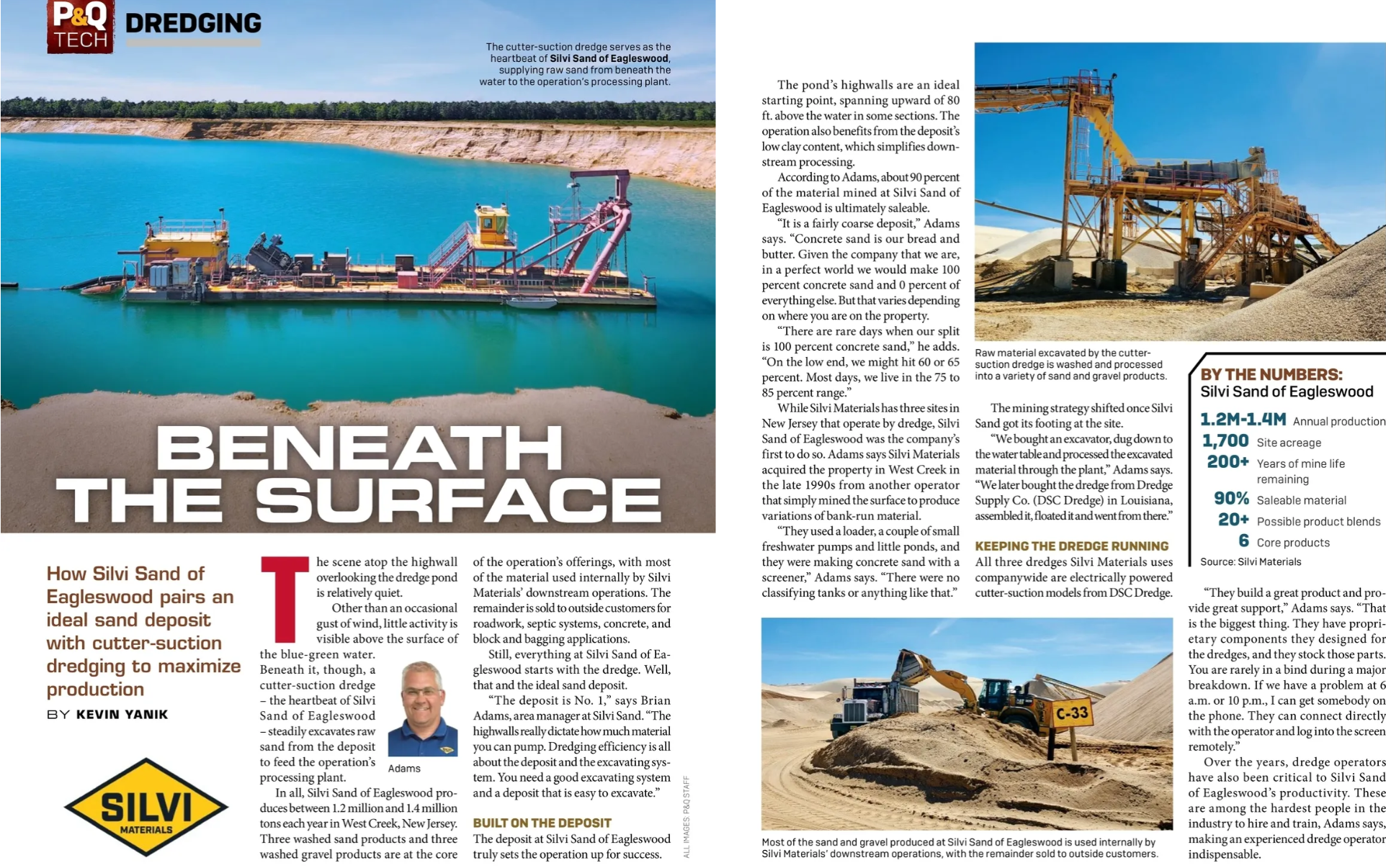 Pit & Quarry's September 2026 feature on cutter-suction dredging at Silvi Sand of Eagleswood in New Jersey.